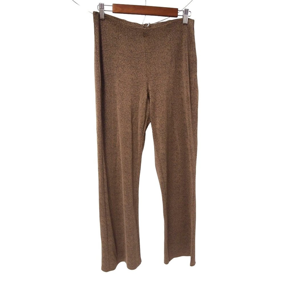 Vtg Talbots Womens Pants PS Brown Black Geometric Jersey Relaxed Straight Leg